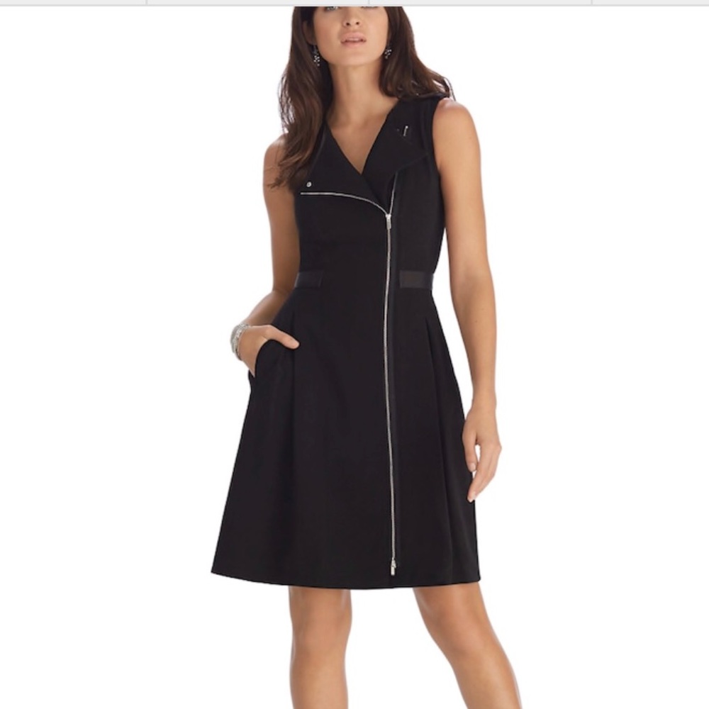 White House Black Market - Black Zipper Work Dress